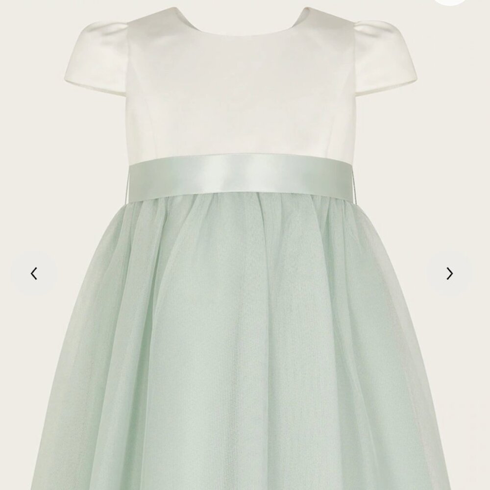Monsoon Sage Tulle Baby Flower Girl Dress 6-12 Months